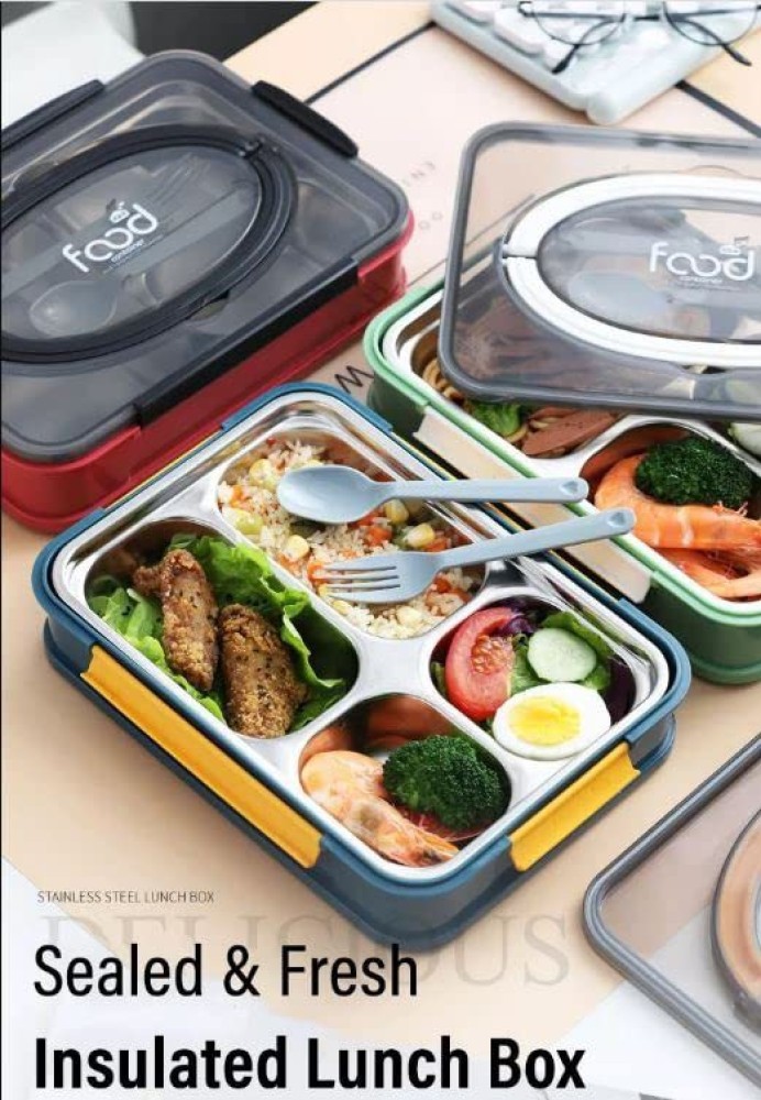 XIZOEN Stainless Steel 4 Compartment Lunch Box