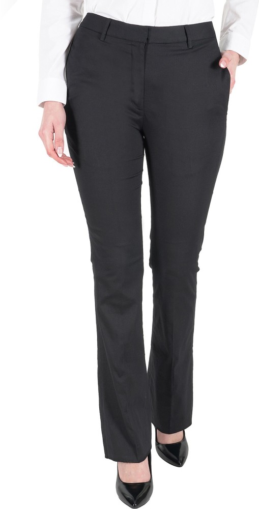 Buy C3 Licorice Black Coloured Classic Formal Trousers for Women   FTW201 26 at Amazonin