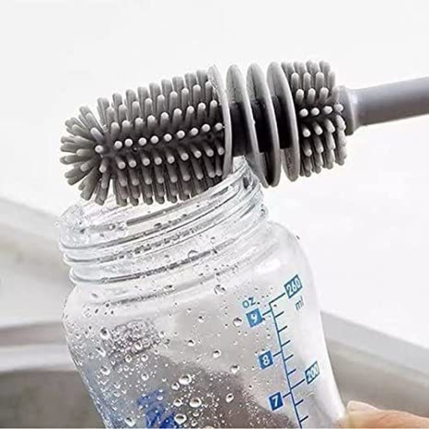 A-Brush Silicone Bottle Cleaner Brush, 2 Piece Set, Flexible, Long Handle -  Water Bottle Cleaner, Baby Bottle Nipple Brush for Plastic & Glass
