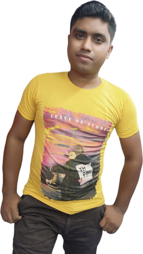 RADHA KRISHNA Cartoon Men Round Neck Yellow T-Shirt - Buy RADHA