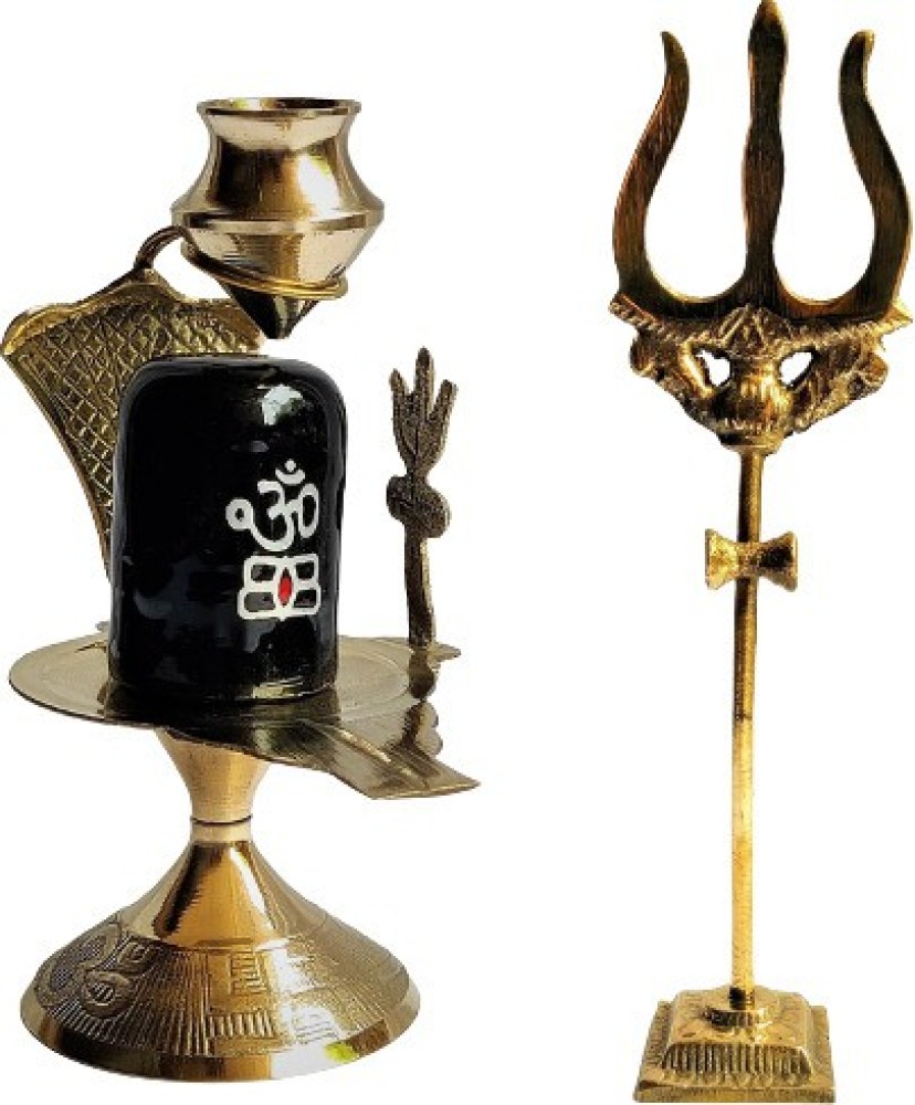 MiramayeeCrafts Brass Shiva Lingam Abhishek Patra with Trishul and ...