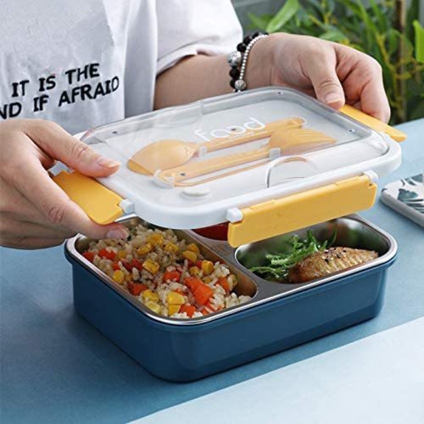 Steel 3 Compartment Insulated Lunch Box for Boys,Girls, Tiffin Box