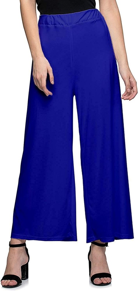 Priya Point Women Royal Blue Regular Fit Solid Trousers