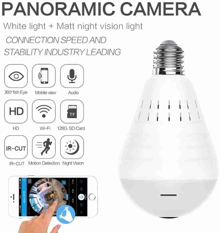 led lamp ip security spy camera vr 360 panoramic wifi