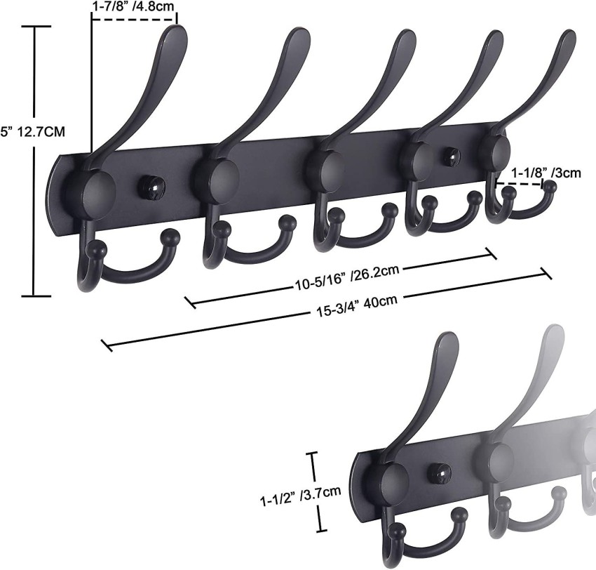 Over The Door Hook: Door Hanger Hook Rack With 5 Tri Hooks For