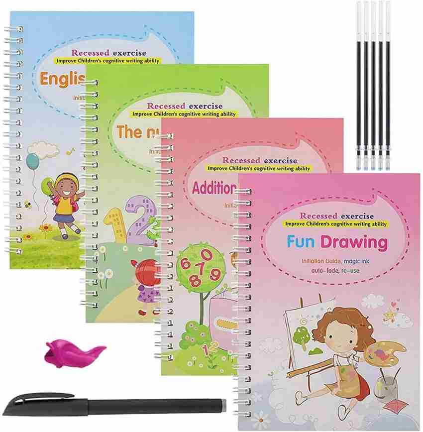 WDIZE Magic Book For Kids ( 4 Book + 10 Refill + 1 Pen + 1  Grip ) - Magic Book For Kids