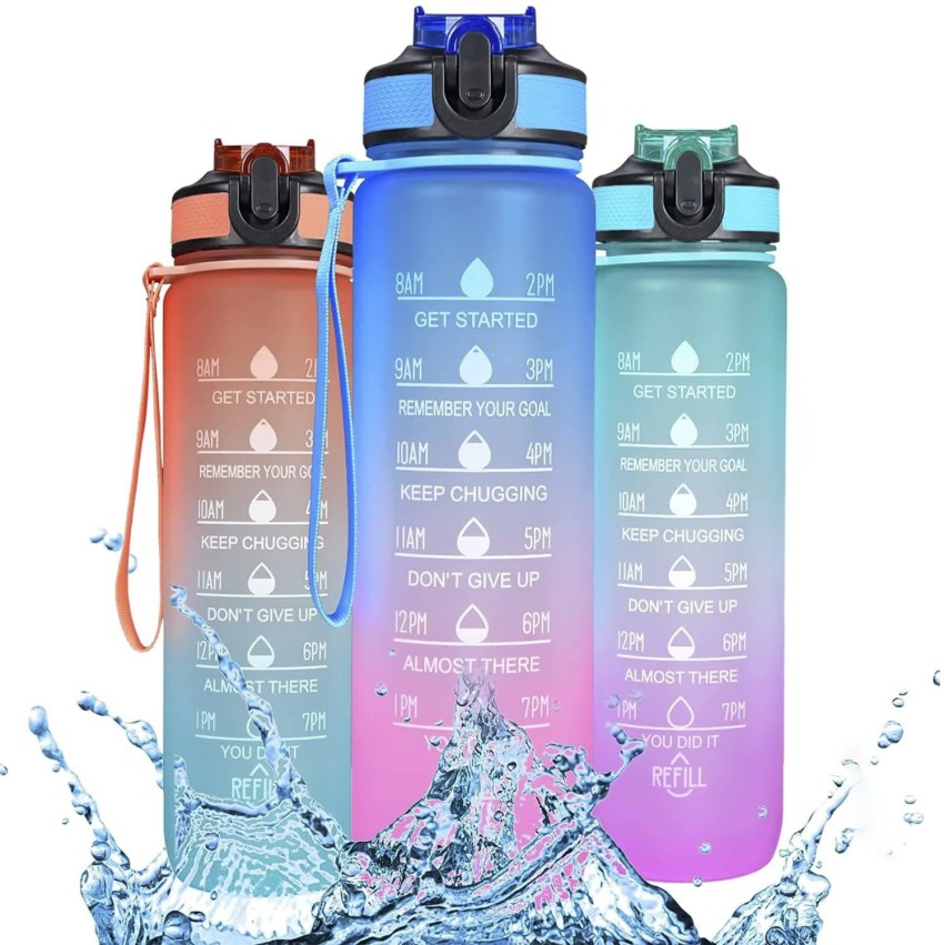 Sports Water Bottles, 1000ml Water Bottle, Timer Water Bottle