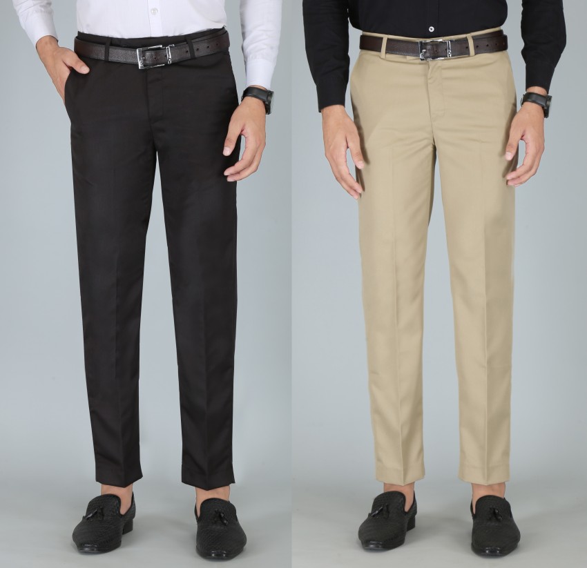 fashionly Regular Fit Men Black Khaki Trousers  Buy fashionly Regular Fit  Men Black Khaki Trousers Online at Best Prices in India  Flipkartcom