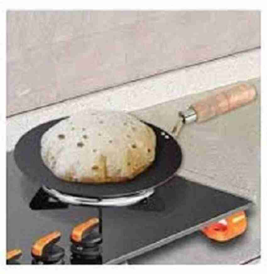 Iron Tawa Flat Dosa Tava Crepe Pancake Pan Roti Chapati Wooden Handle Heavy  Duty