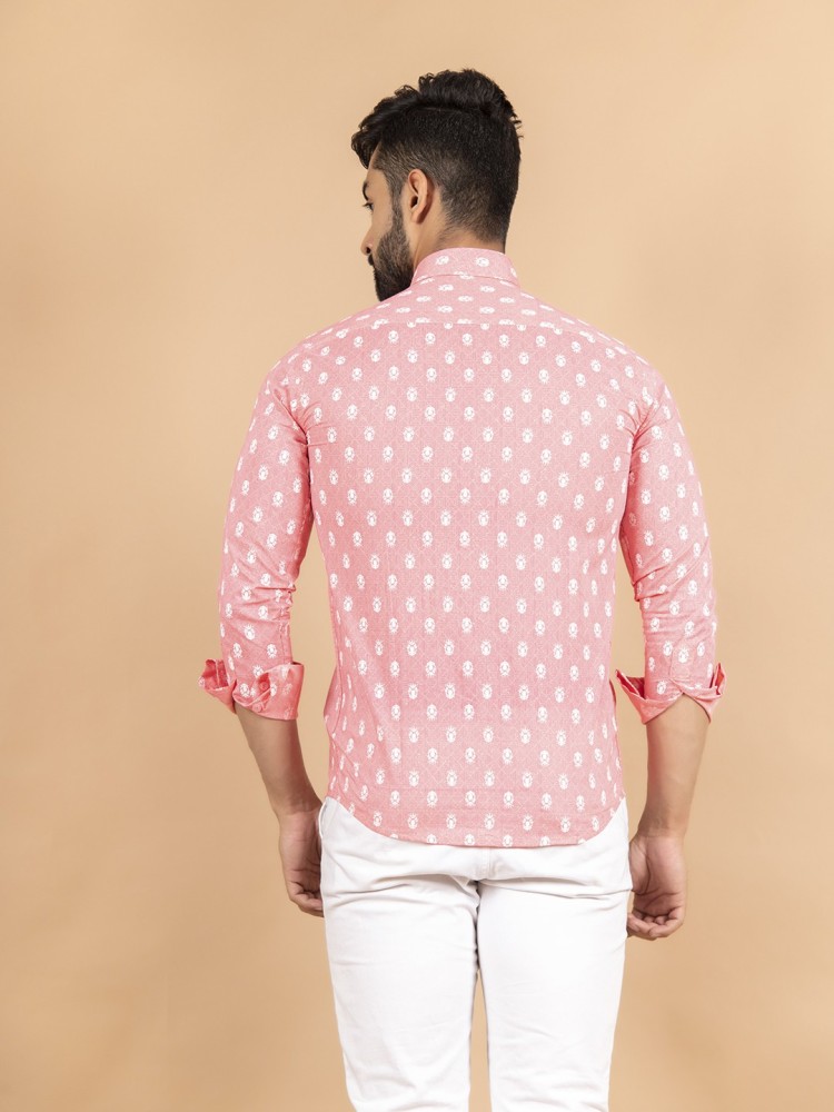 Buy Tistabene Pink Denim Fabric Solid Shirt (Large) Online at Best