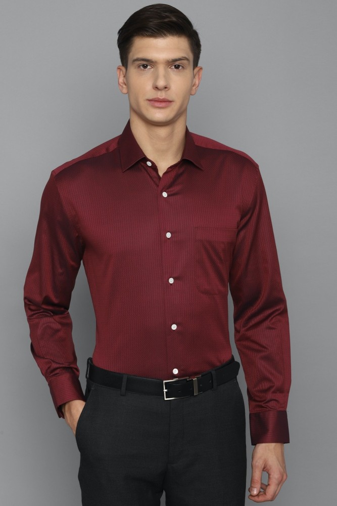 Louis Philippe Ceremonial Shirts, Men Red Slim Fit Solid Full