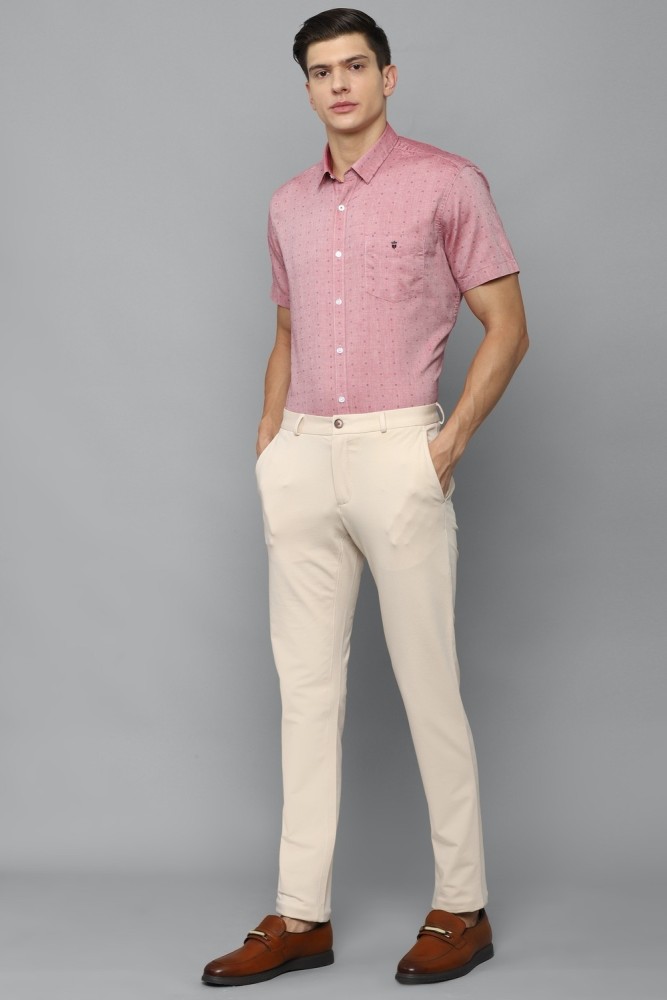 Powder Pink Linen Shirt with White Contrast Detailing on Neck  Sleeve   archerslounge