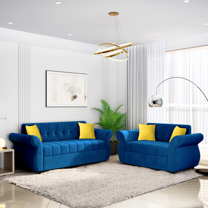 Blue And Yellow Sofa Set Baci Living Room
