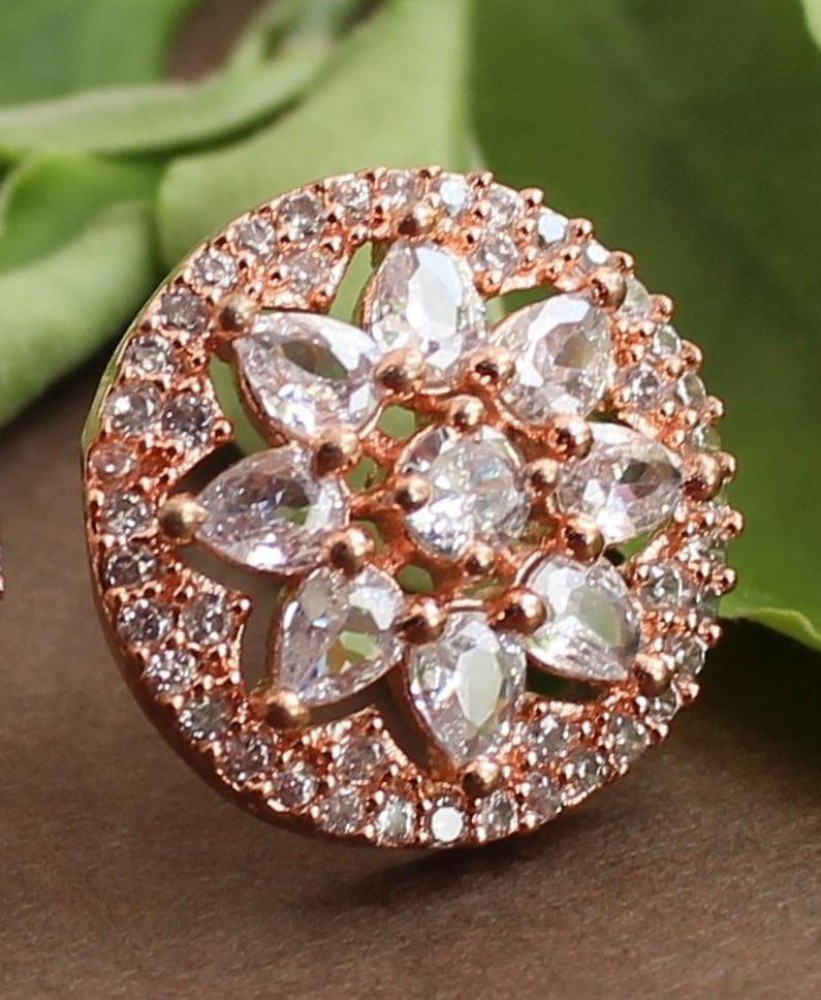 Exotic Diamond Floral Stud Earrings In 14K Rose Gold By Lagu Bandhu  Lagu  Bandhu