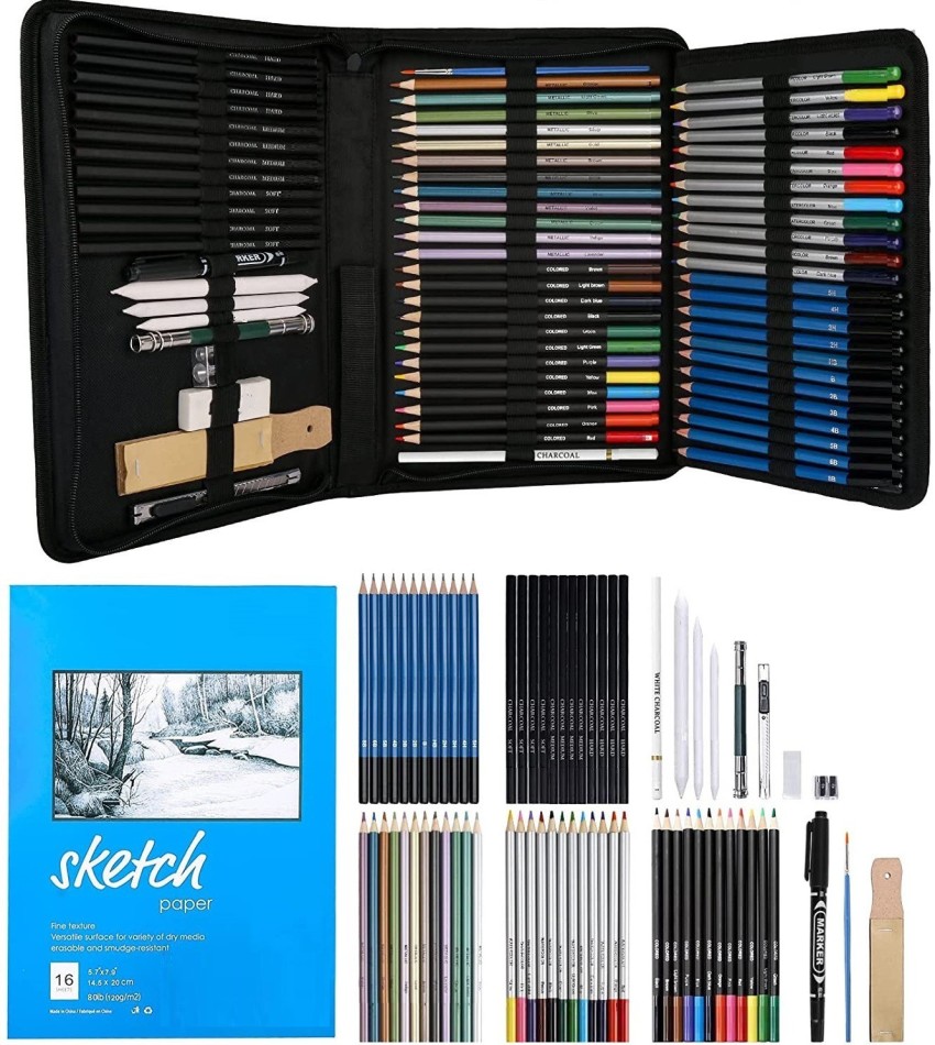 Corslet Sketch Pencil set 71 Pcs Colored Pencils Set, Drawing  Pencils and Sketching Kit, Complete Artist Kit, Includes Graphite Pencils,  Metallic Color Pencils, Water-soluble Color Pencils Sketch Kit for Drawing 