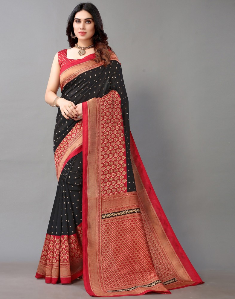 Red and black deals saree flipkart