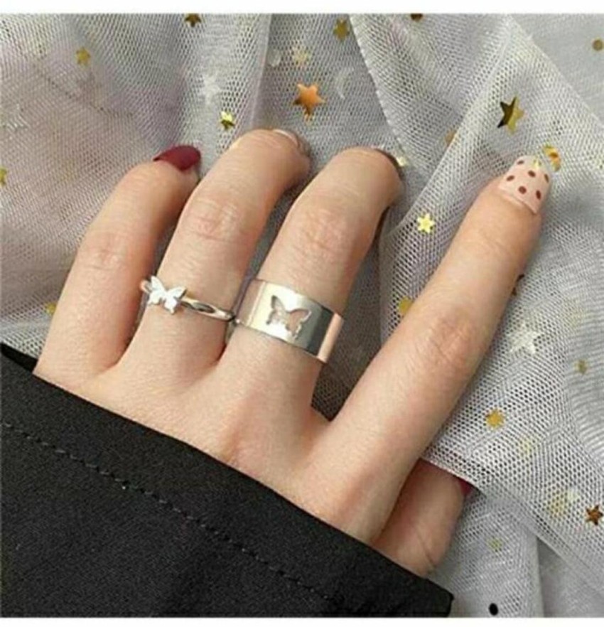 Arzonai Trendy Gold Butterfly Rings Lover Couple Rings Set