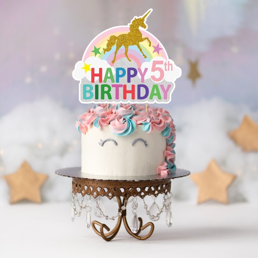 Celebrate Birthday With Age 5 Cake