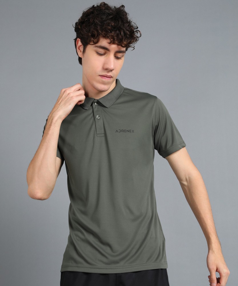 Adrenex Solid Men Polo Neck Dark Green T-Shirt - Buy Adrenex Solid Men Polo  Neck Dark Green T-Shirt Online at Best Prices in India 