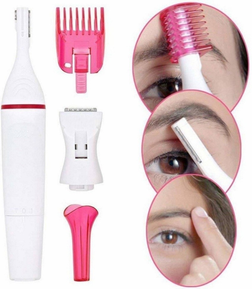 Carmesi Facial Electric Trimmer for Women  Hypoallergenic  Painless Hair  Removal  2 Blades Sizes  Eyebrow Comb  Cleaning Brush  Rose Gold  1 Pc   JioMart