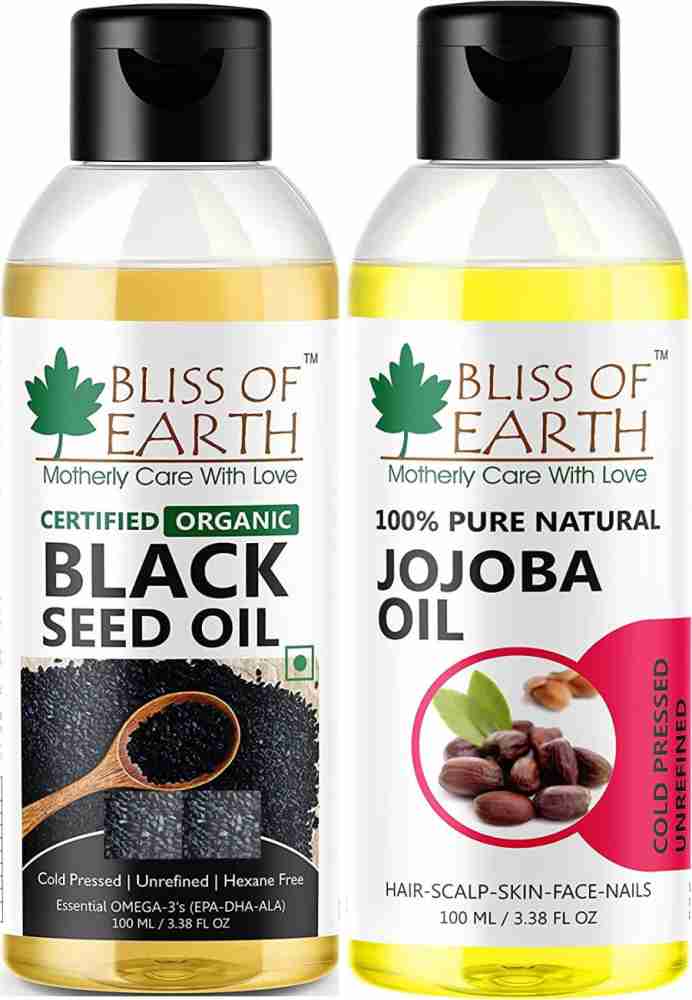 Bliss of Earth Organic 100ML Black Seed Oil+100ML Jojoba Oil for Hair  Growth,Smooth Skin, Hair Oil Price in India, Buy Bliss of Earth Organic  100ML Black Seed Oil+100ML Jojoba Oil for