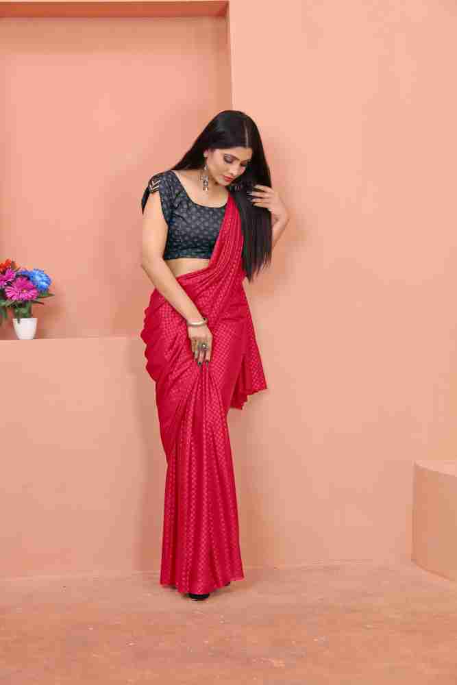 Buy DERMAWEAR Women Blended Red Fabric Saree Shapewear (M) Online