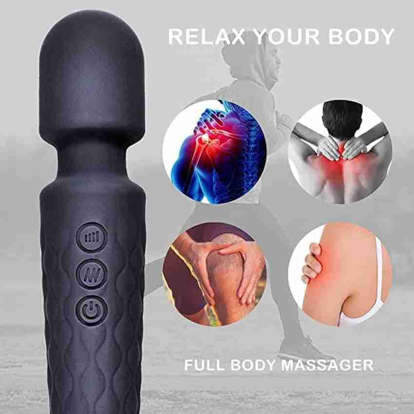 Cordless Personal Wand Electric Massager with 10 Powerful Pulse Settings,  Rechargeable Handheld Back Massager Wand Massage for Deep Muscles Pain  Relief (White) 