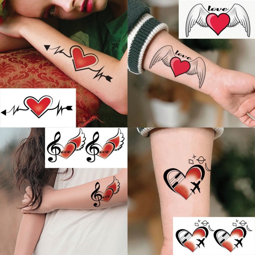 Buy Heart Couple Temporary Tattoo Custom Name Heart Tattoo Tiny Online in  India  Etsy