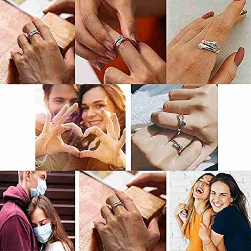Buy Airtick Golden Color Stainless Steel Love Forever Valentine's Day  Romantic Love Couple Embrace Statement Promise Anniversary Adjustable Hand  Hug Me Thumb Finger Ring at