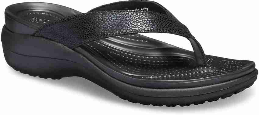 Crocs™ Tm Capri V Glitter Flip Flop In Black At Nordstrom Rack