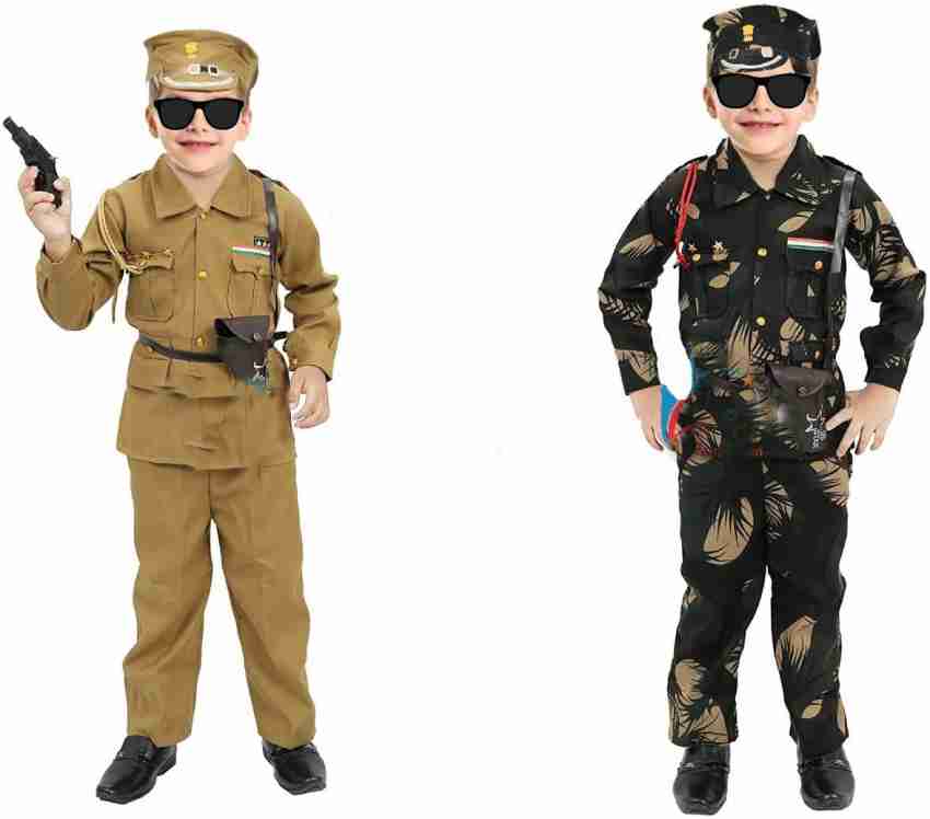 Raj Costume Army Dress for Kids, Indian Military Soldier Fancy Dress  Costume, Polyester Fabric