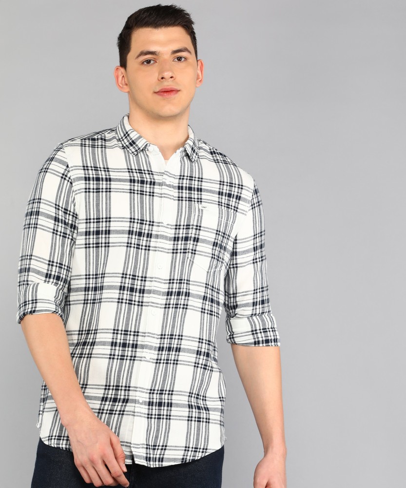 LEE Men Checkered Casual White Shirt - Buy LEE Men Checkered