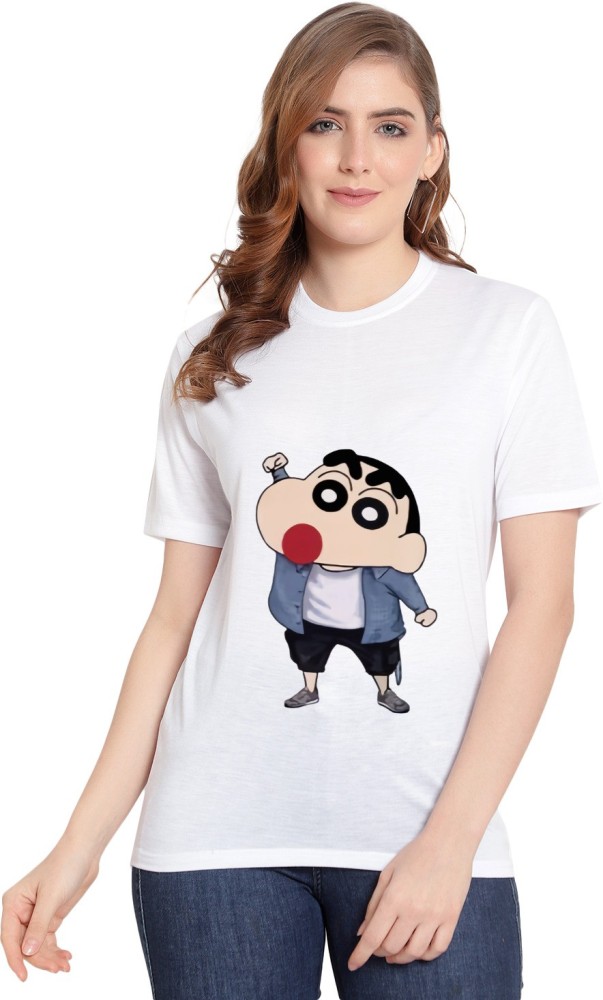 GF and BF Cartoon Women Round Neck White T-Shirt - Buy GF and BF Cartoon  Women Round Neck White T-Shirt Online at Best Prices in India 
