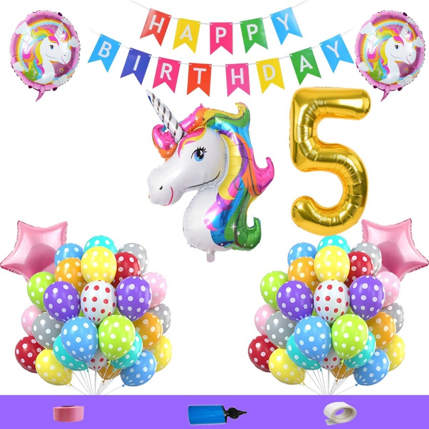 Unicorn Theme Birthday Decorations Items Combo Kit- 56Pcs With Unicorn  colour metallic and confetti Balloons, Unicorn Banner For Bday Decoration  For Girls, Boys, Kids, Baby - Party Propz: Online Party Supply And