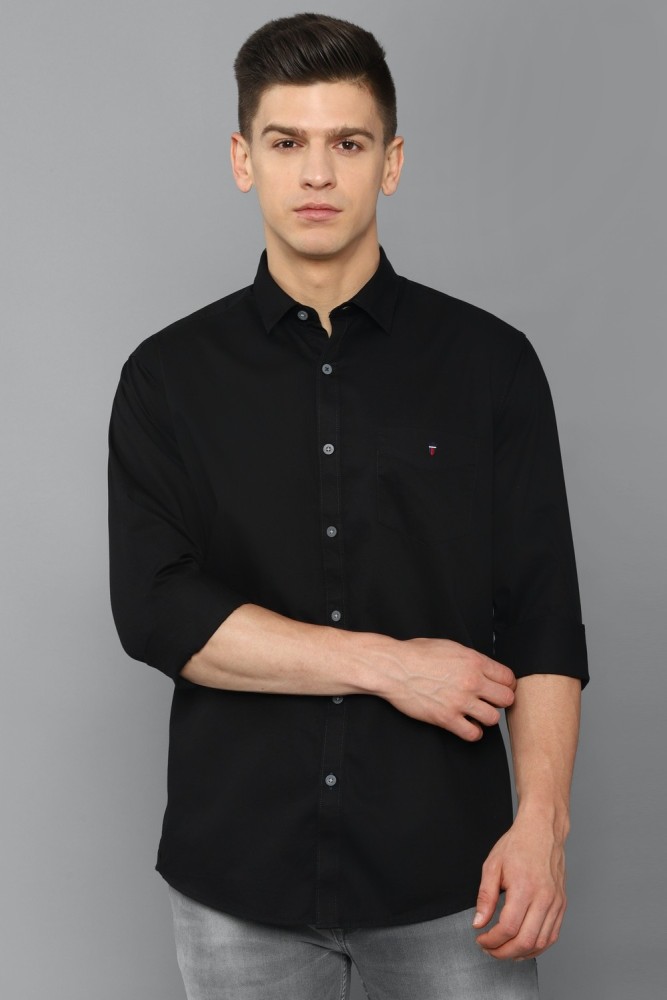 Louis Philippe Cotton Nylon Spandex Elastane Black Mens Shirts