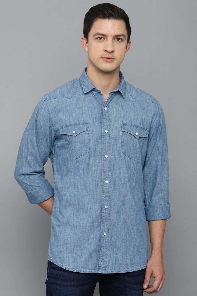 Buy Louis Philippe Jeans Blue Cotton Slim Fit Denim Shirt for Mens
