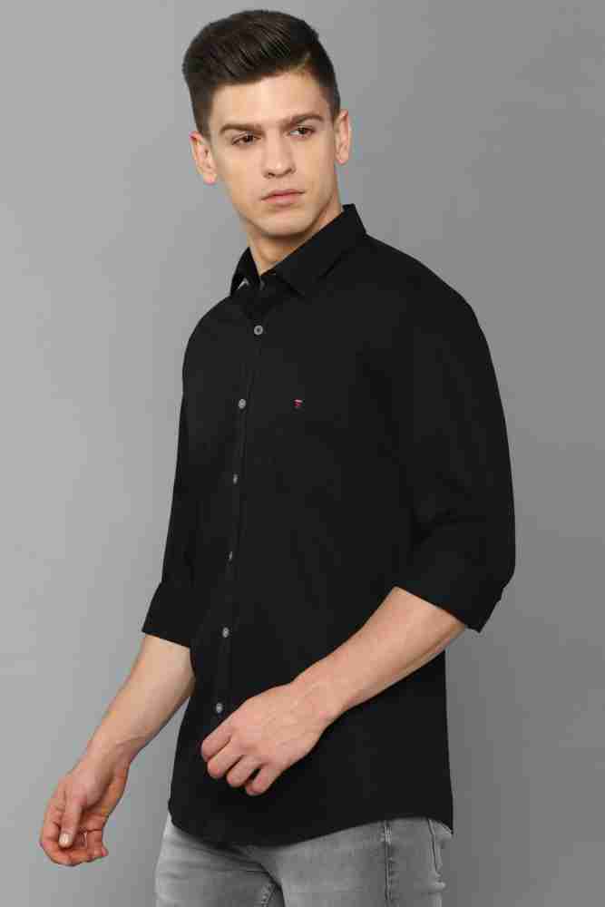 Louis Philippe Cotton Nylon Spandex Elastane Black Mens Shirts