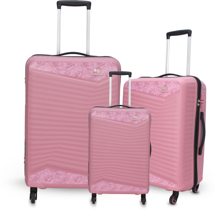 Kamiliant by Tourister Polycarbonate (3 Pieces Set) Hardsided Trolley Pink Expandable Suitcase - 31 inch Pink - Price in India |