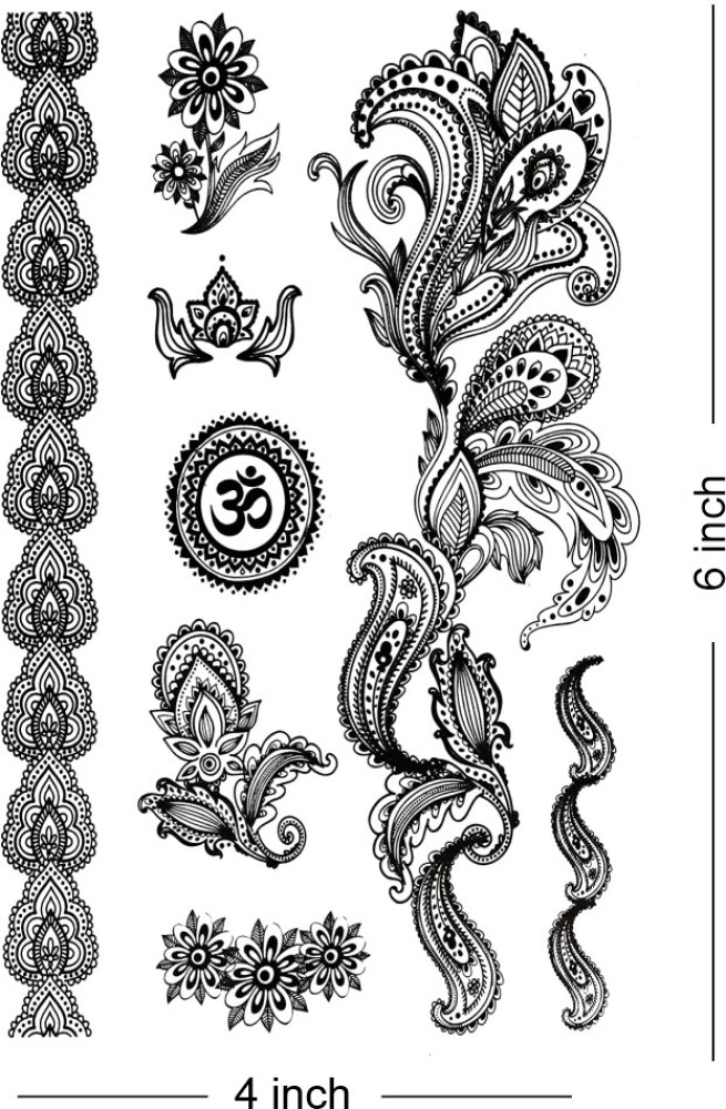 White Henna Mehndi Pattern Temporary Tattoo Sticker  OhMyTat