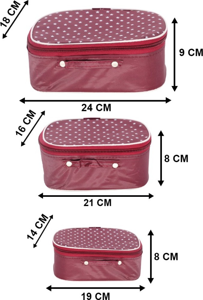 CLASSECRAFTS Pack of 2 Transparent PVC Make Up Kit Cum Jewellery Kit (red)  Makeup Bag Toiletries