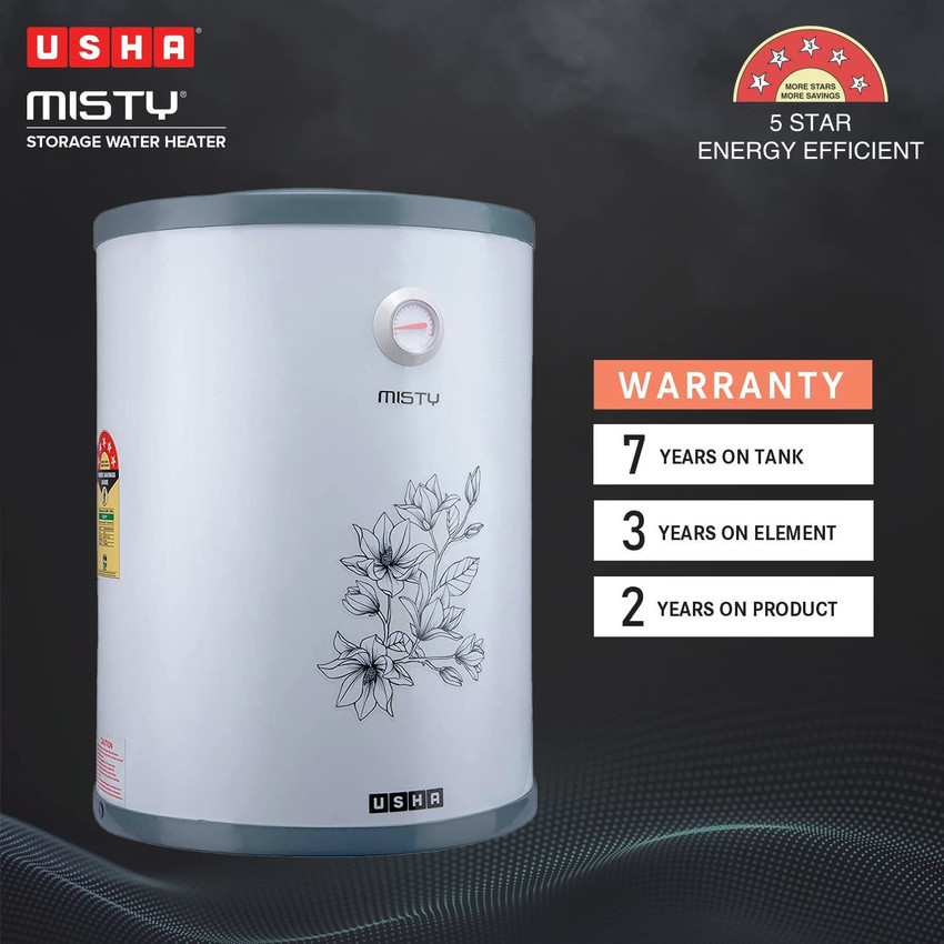USHA 35 L Storage Water Geyser (misty 35l, GREY MAGNOLIA) Price in India -  Buy USHA 35 L Storage Water Geyser (misty 35l, GREY MAGNOLIA) online at  Flipkart.com