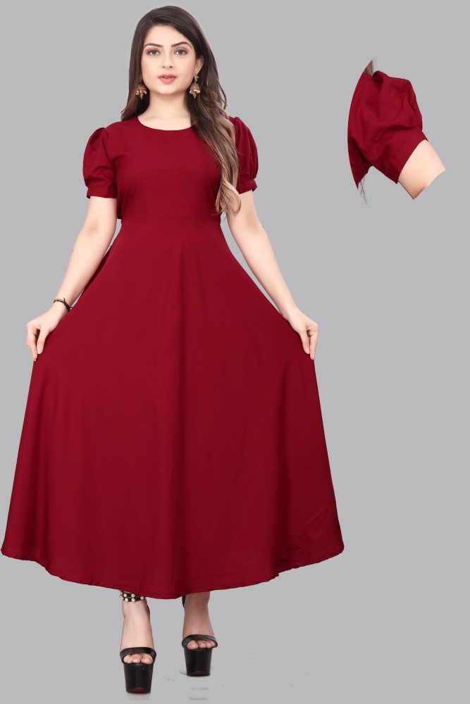 Rayon Party Wear Gown In Maroon Colour  GW5480611
