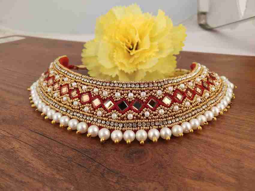 VAMA Embroidery Zari Work Pink Colour Cloth Choker Necklace for Women Girls  & ladies Crystal Fabric Choker Price in India - Buy VAMA Embroidery Zari  Work Pink Colour Cloth Choker Necklace for