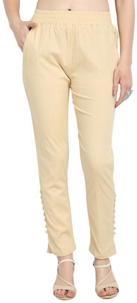 Buy Alina Beyond Fashion Womens Beige Striped Cotton Blend Cigarette  Trousers Online at Best Prices in India  JioMart