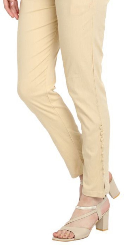 Cotton Regular Fit White Designer Ladies Lace Pant 38