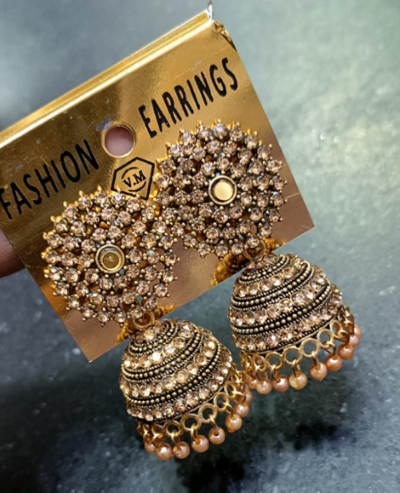 Flipkartcom  Buy CRUNCHY FASHION Meenakari Gold Plated Kundan SkyBlue  Jhumka Earrings With Pearls Alloy Jhumki Earring Online at Best Prices in  India
