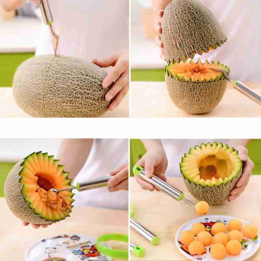 1pc Melon Baller Scoop 3 In 1 Stainless Steel Fruit Carving Tools