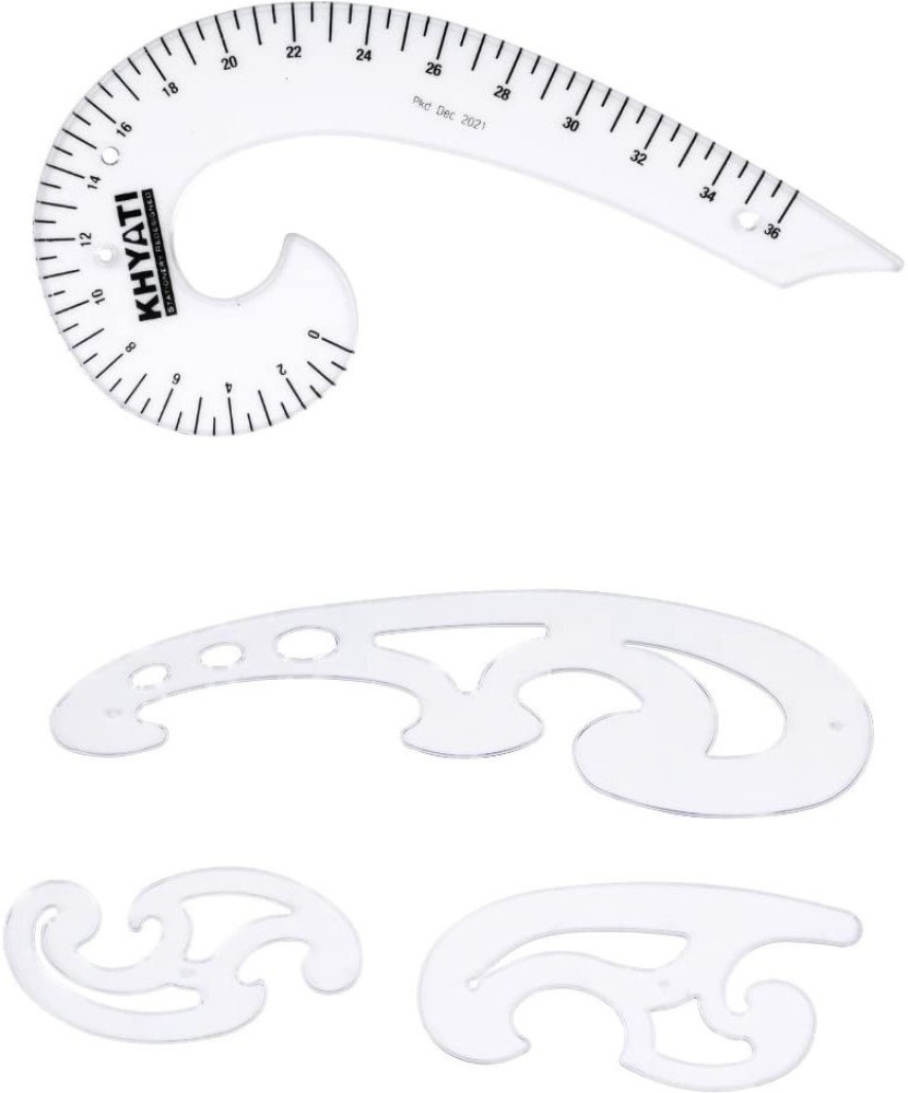 KHYATI Tailoring/ Sewing Designing French Curve Scale- 1 pc  of French curve 6 shape with marking (36 cm) - Sewing Kit Ruler 