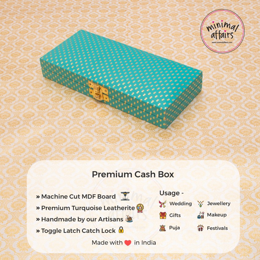 Dot Pattern Leatherette Finish MDF cash box for Gifting Red