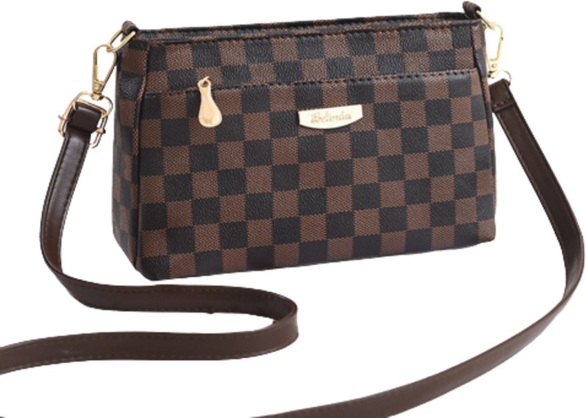 MOMISY Multicolor Sling Bag Sling Bag Brown Black Chess BrownBlack Chess -  Price in India